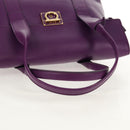 Salvatore Ferragamo Gancini Hand Bag Leather Purple Gold Auth BA8415V-7