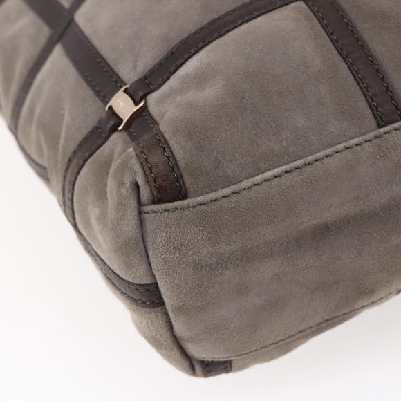 Salvatore Ferragamo Vala Shoulder Bag Suede Leather Brown Gold Auth BA8417