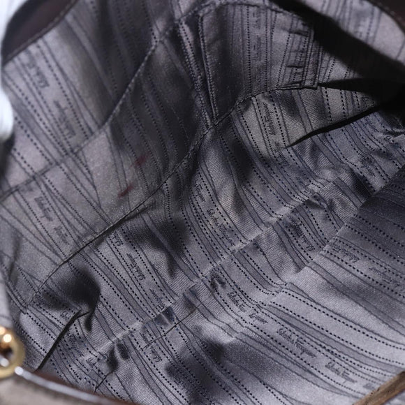 Salvatore Ferragamo Vala Shoulder Bag Suede Leather Brown Gold Auth BA8417