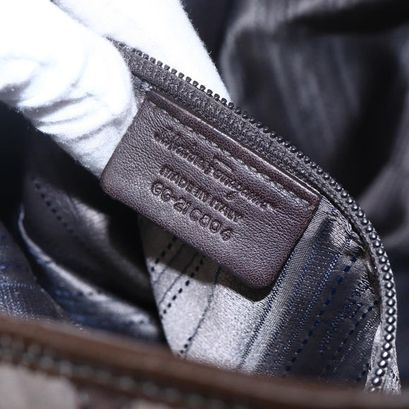 Salvatore Ferragamo Vala Shoulder Bag Suede Leather Brown Gold Auth BA8417