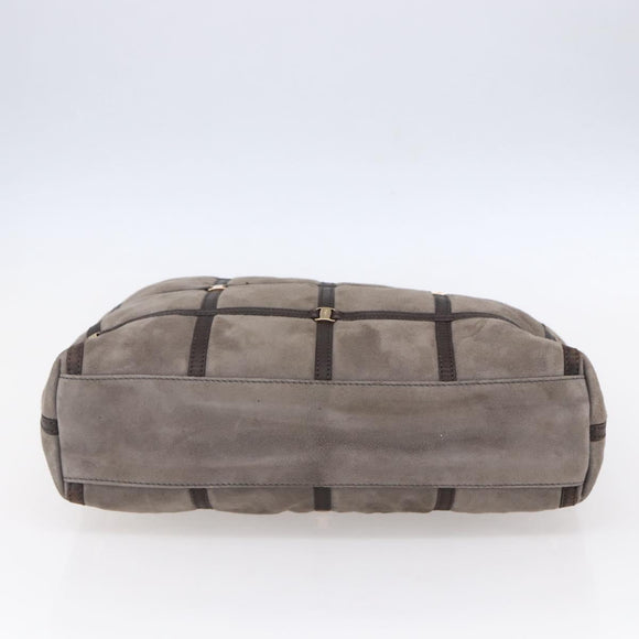 Salvatore Ferragamo Vala Shoulder Bag Suede Leather Brown Gold Auth BA8417