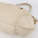 Salvatore Ferragamo Gancini Shoulder Bag Leather Beige Silver Auth BA8418-10
