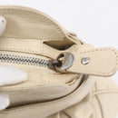 Salvatore Ferragamo Gancini Shoulder Bag Leather Beige Silver Auth BA8418-15