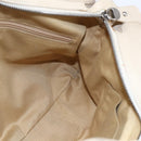 Salvatore Ferragamo Gancini Shoulder Bag Leather Beige Silver Auth BA8418-18