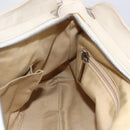 Salvatore Ferragamo Gancini Shoulder Bag Leather Beige Silver Auth BA8418-19