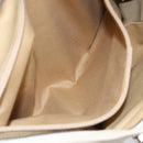 Salvatore Ferragamo Gancini Shoulder Bag Leather Beige Silver Auth BA8418-20