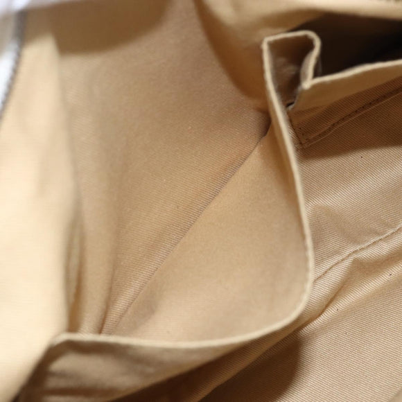 Salvatore Ferragamo Gancini Shoulder Bag Leather Beige Silver Auth BA8418