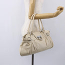 Salvatore Ferragamo Gancini Shoulder Bag Leather Beige Silver Auth BA8418-22
