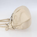Salvatore Ferragamo Gancini Shoulder Bag Leather Beige Silver Auth BA8418-4