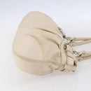 Salvatore Ferragamo Gancini Shoulder Bag Leather Beige Silver Auth BA8418-5