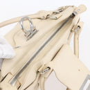 Salvatore Ferragamo Gancini Shoulder Bag Leather Beige Silver Auth BA8418-6