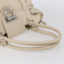 Salvatore Ferragamo Gancini Shoulder Bag Leather Beige Silver Auth BA8418-7