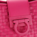 Salvatore Ferragamo Gancini Shoulder Bag Leather Pink Silver Auth BA8419V-15
