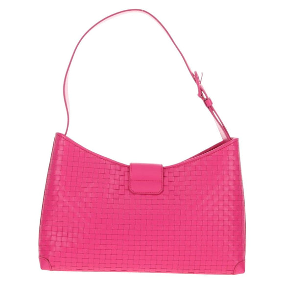 Salvatore Ferragamo Gancini Shoulder Bag Leather Pink Silver Auth BA8419V