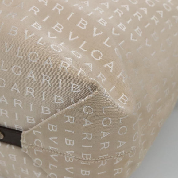 BVLGARI Logo Mania Tote Bag Canvas Beige Auth BA842