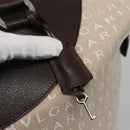 BVLGARI Logo Mania Tote Bag Canvas Beige Auth BA842-15