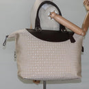 BVLGARI Logo Mania Tote Bag Canvas Beige Auth BA842-23