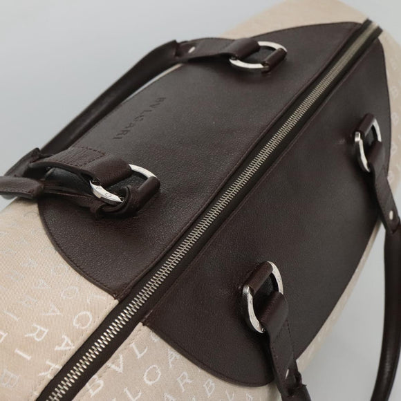 BVLGARI Logo Mania Tote Bag Canvas Beige Auth BA842