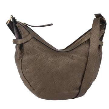 Salvatore Ferragamo Gancini Shoulder Bag Leather Brown Gold Auth BA8420