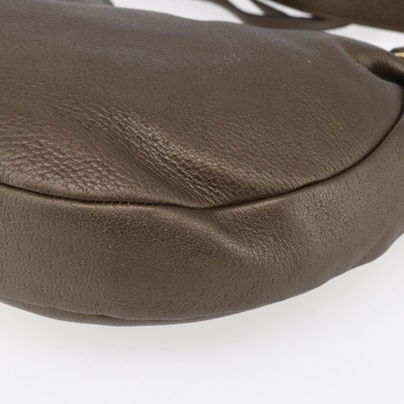 Salvatore Ferragamo Gancini Shoulder Bag Leather Brown Gold Auth BA8420