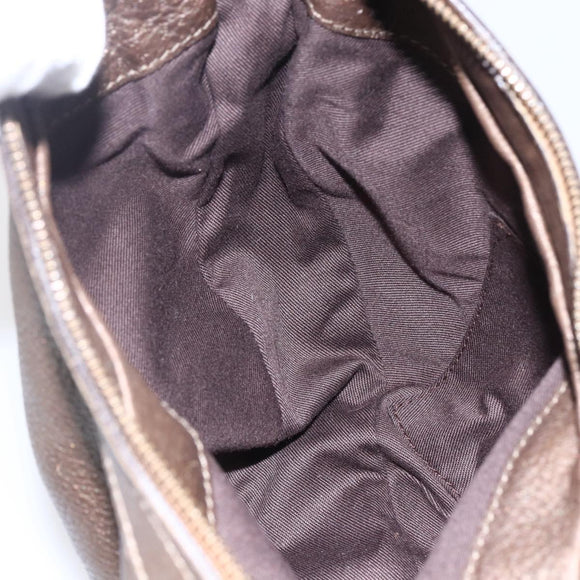 Salvatore Ferragamo Gancini Shoulder Bag Leather Brown Gold Auth BA8420