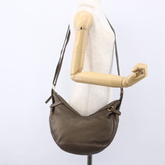 Salvatore Ferragamo Gancini Shoulder Bag Leather Brown Gold Auth BA8420