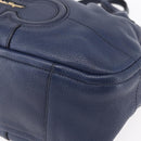 Salvatore Ferragamo Gancini Tote Bag Leather Blue Gold Auth BA8421-10