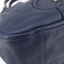 Salvatore Ferragamo Gancini Tote Bag Leather Blue Gold Auth BA8421-11