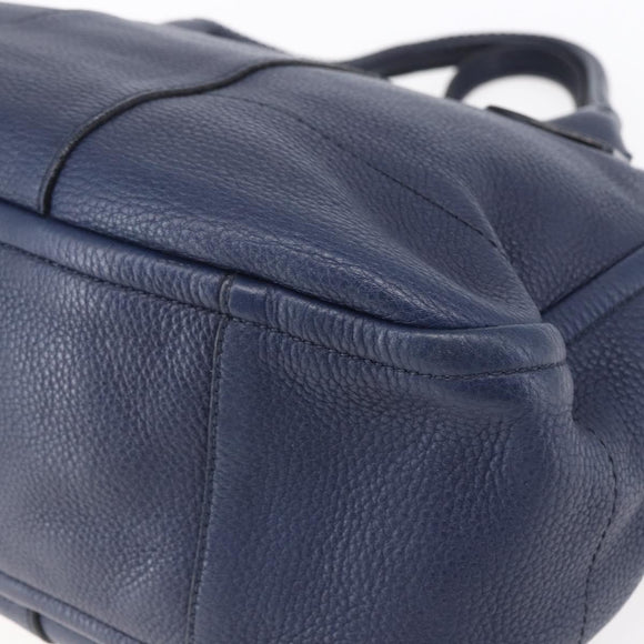 Salvatore Ferragamo Gancini Tote Bag Leather Blue Gold Auth BA8421