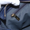 Salvatore Ferragamo Gancini Tote Bag Leather Blue Gold Auth BA8421-16