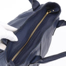 Salvatore Ferragamo Gancini Tote Bag Leather Blue Gold Auth BA8421-6