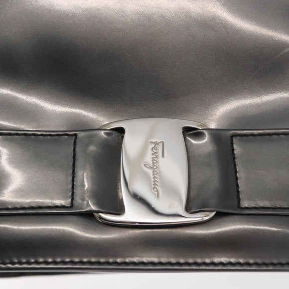 Salvatore Ferragamo Vala Backpack Leather Silver Auth BA8422