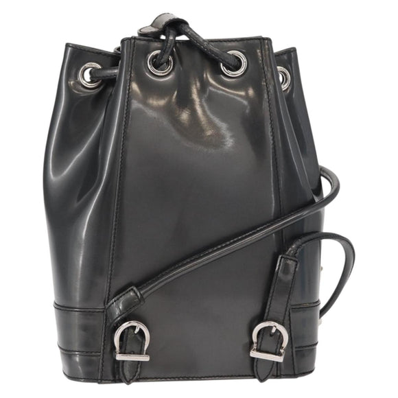 Salvatore Ferragamo Vala Backpack Leather Silver Auth BA8422