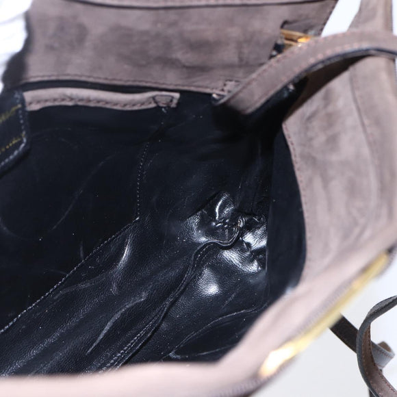 Salvatore Ferragamo Vala Shoulder Bag Suede Brown Gold Auth BA8423