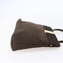 Salvatore Ferragamo Vala Shoulder Bag Suede Brown Gold Auth BA8423-5