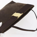 Salvatore Ferragamo Vala Shoulder Bag Suede Brown Gold Auth BA8423-6