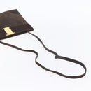 Salvatore Ferragamo Vala Shoulder Bag Suede Brown Gold Auth BA8423-7