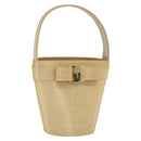 Salvatore Ferragamo Vala Hand Bag Canvas Yellow Gold Auth BA8424-1