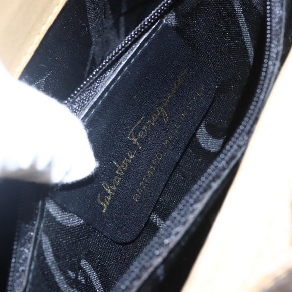 Salvatore Ferragamo Vala Hand Bag Canvas Yellow Gold Auth BA8424