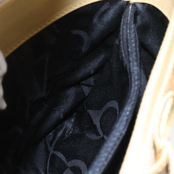 Salvatore Ferragamo Vala Hand Bag Canvas Yellow Gold Auth BA8424