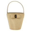 Salvatore Ferragamo Vala Hand Bag Canvas Yellow Gold Auth BA8424-13