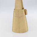 Salvatore Ferragamo Vala Hand Bag Canvas Yellow Gold Auth BA8424-3