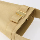 Salvatore Ferragamo Vala Hand Bag Canvas Yellow Gold Auth BA8424-6