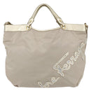 Salvatore Ferragamo Hand Bag Nylon 2way Gold Auth BA8425-13