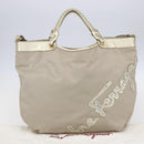 Salvatore Ferragamo Hand Bag Nylon 2way Gold Auth BA8425-12