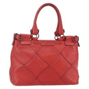 Salvatore Ferragamo Gancini Hand Bag Leather Red Auth BA8426-1