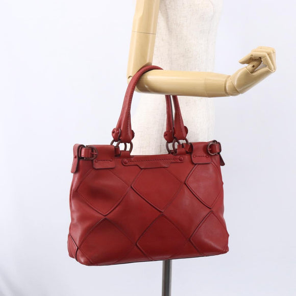 Salvatore Ferragamo Gancini Hand Bag Leather Red Auth BA8426