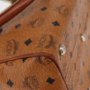 MCM Logogram Vicetos Hand Bag PVC Leather Brown Gold Auth BA8427-12