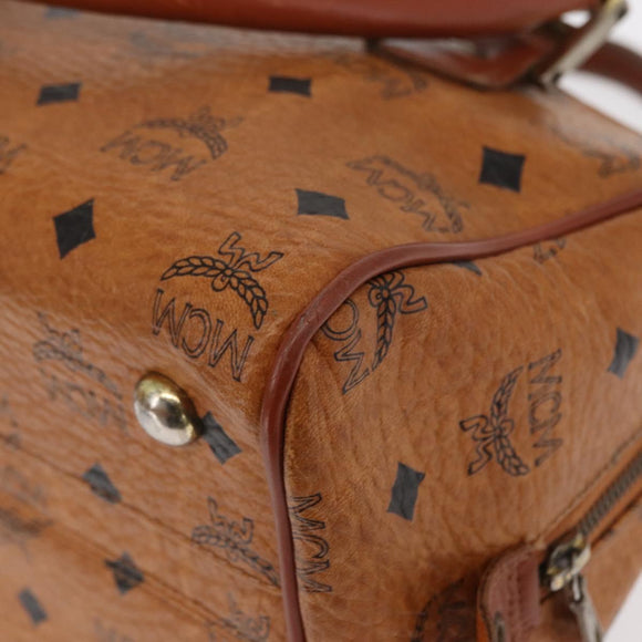 MCM Logogram Vicetos Hand Bag PVC Leather Brown Gold Auth BA8427