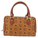 MCM Logogram Vicetos Hand Bag PVC Leather Brown Gold Auth BA8427-3